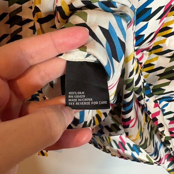 Carlisle Collection colorful houndstooth silk blouse - Picture 4 of 5